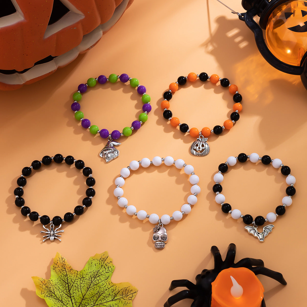 Wholesale Halloween Ghost Face Beaded Bracelet Set ACC-BT-XueRou005