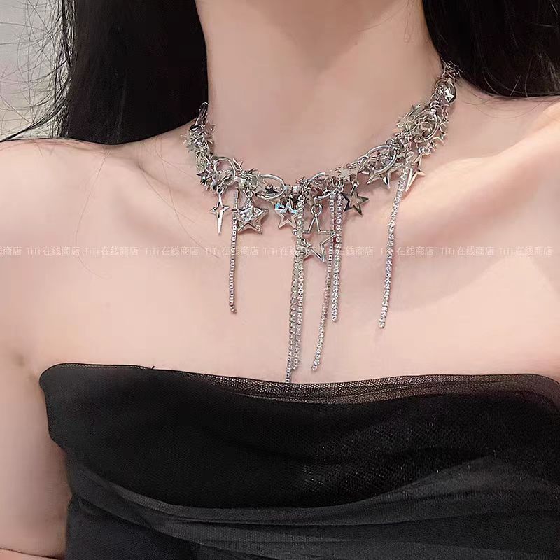 Wholesale Gothic Punk Butterfly Tassel Necklace Collarbone Chain Fashion Jewelry Boutique Resale