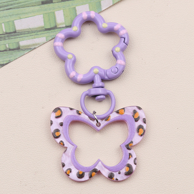 Wholesale Colorful Hollow Leopard Print Butterfly Acrylic Keychains ACC-KC-DA015