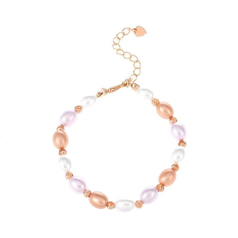 Wholesale French Romantic Colorful Pearl Bracelet Handmade Beaded Jewelry Accessory Gift for Women
