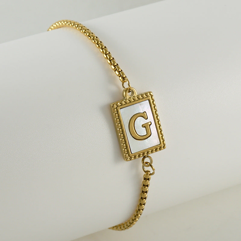 Wholesale Shell Titanium Steel Letter Bracelet ACC-BT-Zhongy007