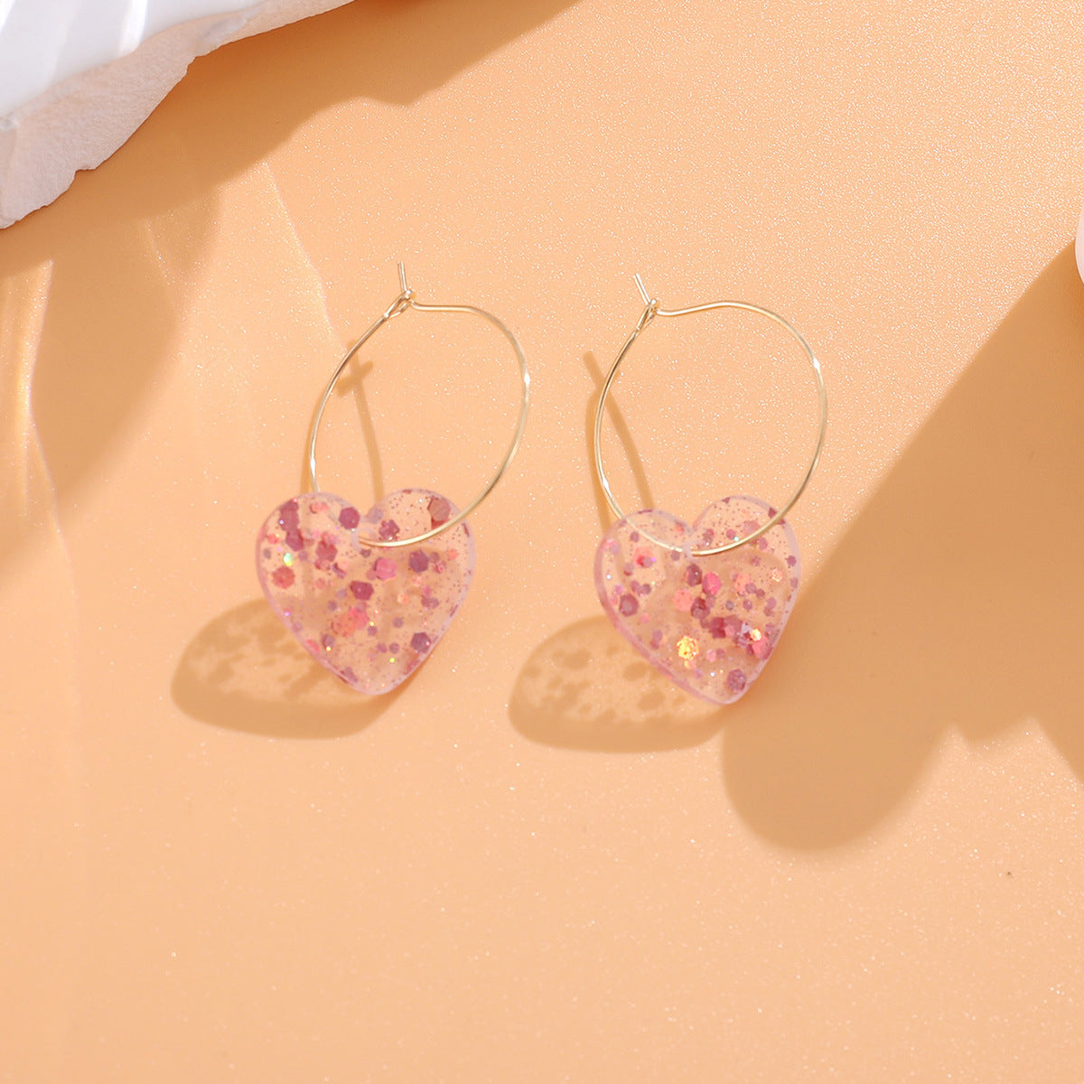 Wholesale  Acrylic Sequin Heart Earrings