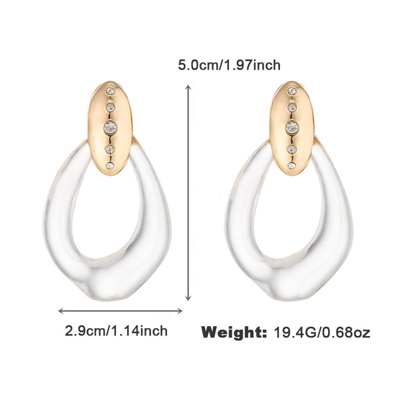 Wholesale Alloy Dot Diamond Transparent Resin Personality Earrings ACC-ES-KJ021