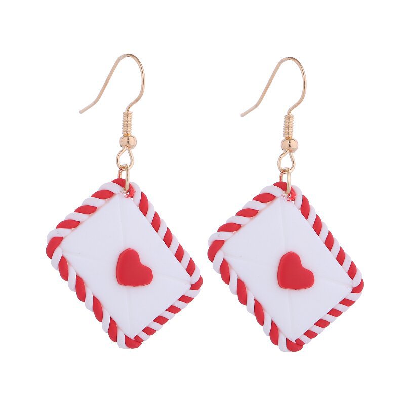 Wholesale Polymer Clay Valentine' s Day XO Heart Envelope Earrings