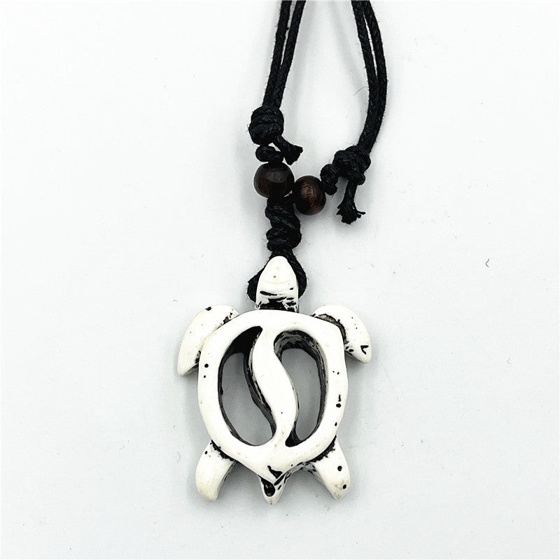 Wholesale Vintage Turtle Necklace Carved Turtle Pendant Resin Sweater Chain ACC-NE-ShuangDe001