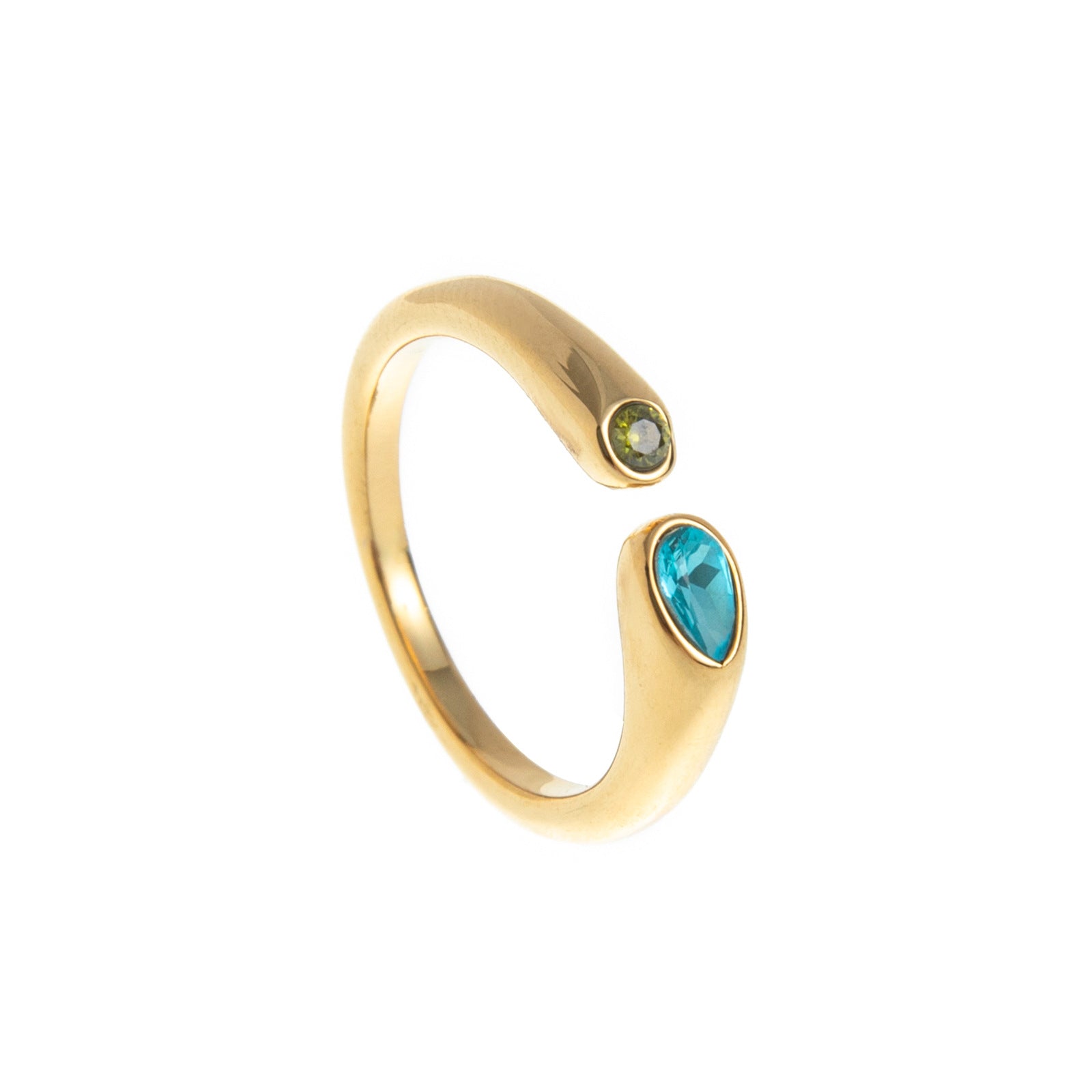 Wholesale Trendy Birthstone Ring Titanium Steel Gold Plated Geometric Oval Adjustable Fashion Accessory Resale