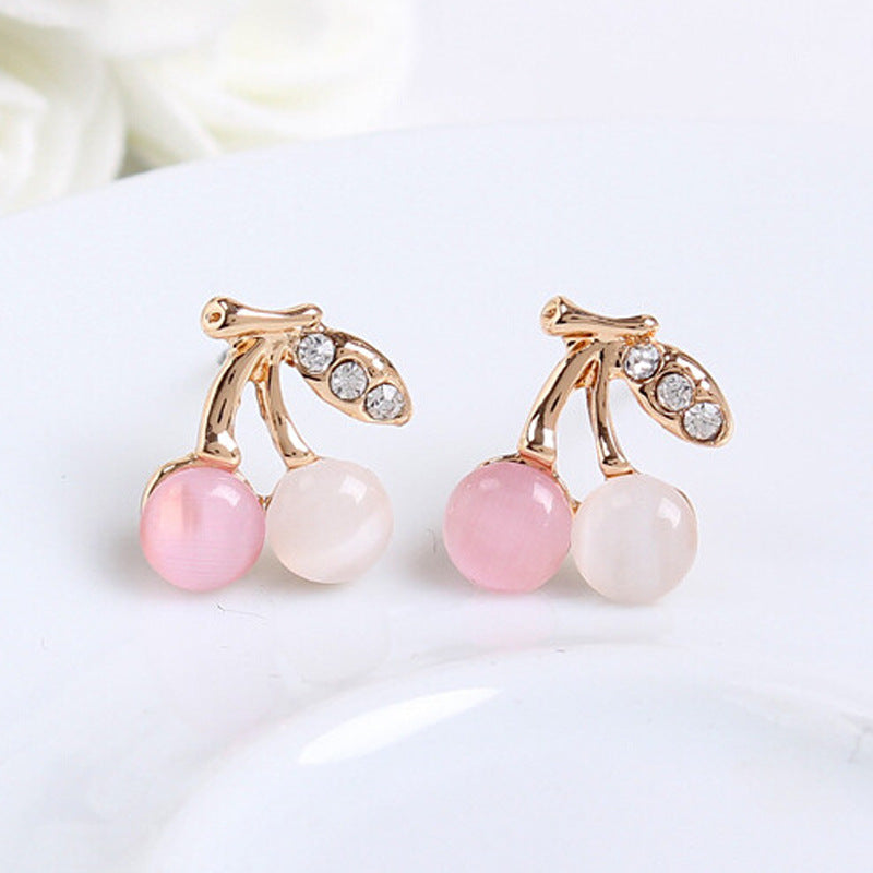 Wholesale  long cherries earrings creative  cute cherry earrings