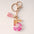 Wholesale  Resin Glue English Numbers Pink Tassel Rose Red Gold Foil Keychain