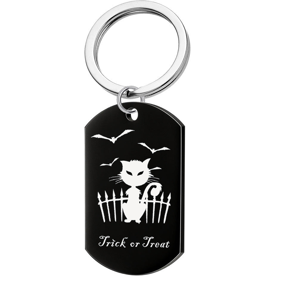 Wholesale Multi Style   Cat Dog Tag Keychain Stainless Steel Skull Engraved Keyring