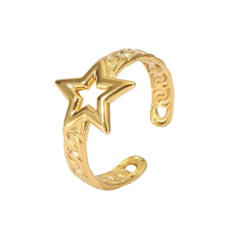 Wholesale Star Sun Moon Stainless Steel Rings 18k Gold Plated Rings ACC-RS-MuC014