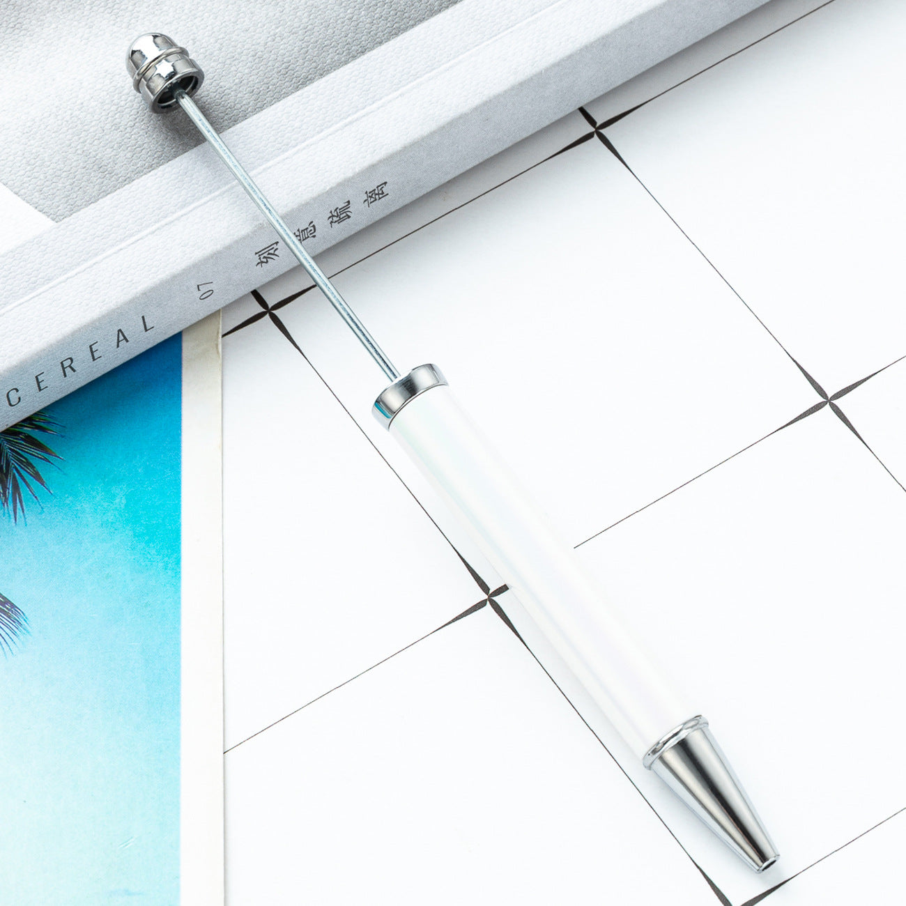 Wholesale Beadable Pens UV Electroplating Color Plastic DIY Beaded Pens Solid Color Pens