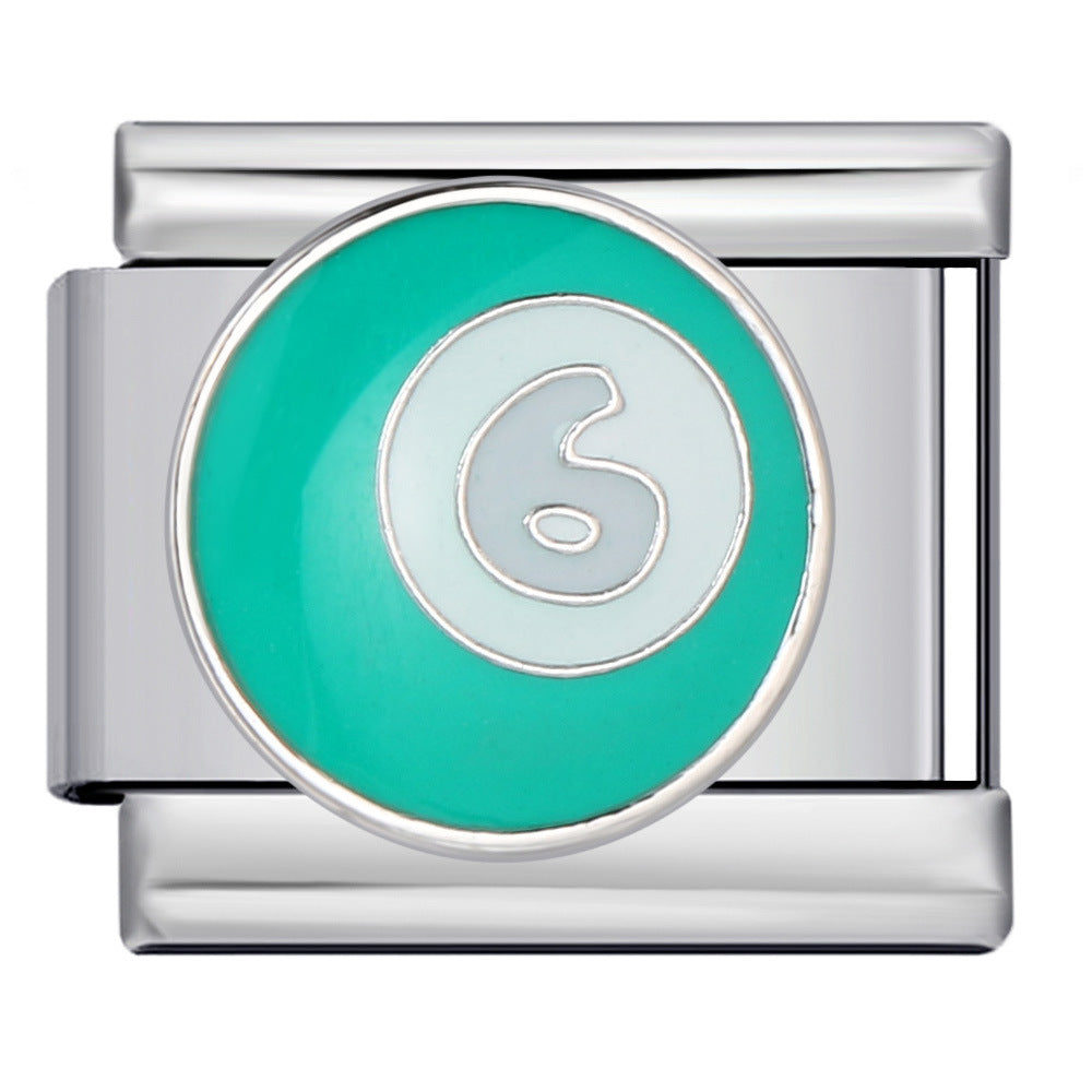 Wholesale 1-15 Color Billiards Italian Module Charms Welding Pattern Oil Drop Splicing Charms