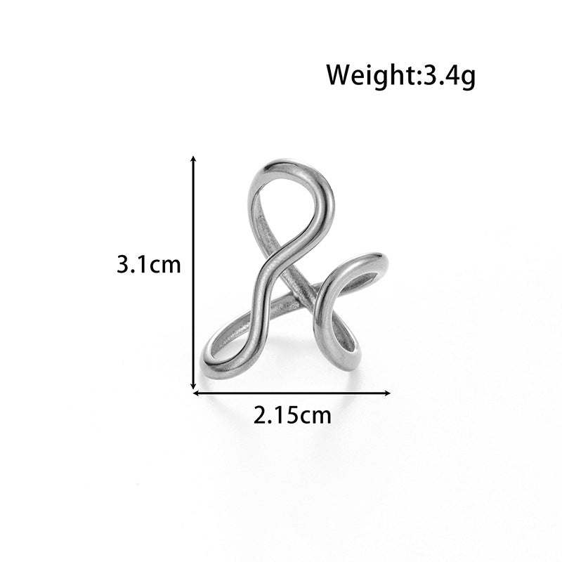 Wholesale Titanium steel  oval hollow ring geometric adjustment  ring