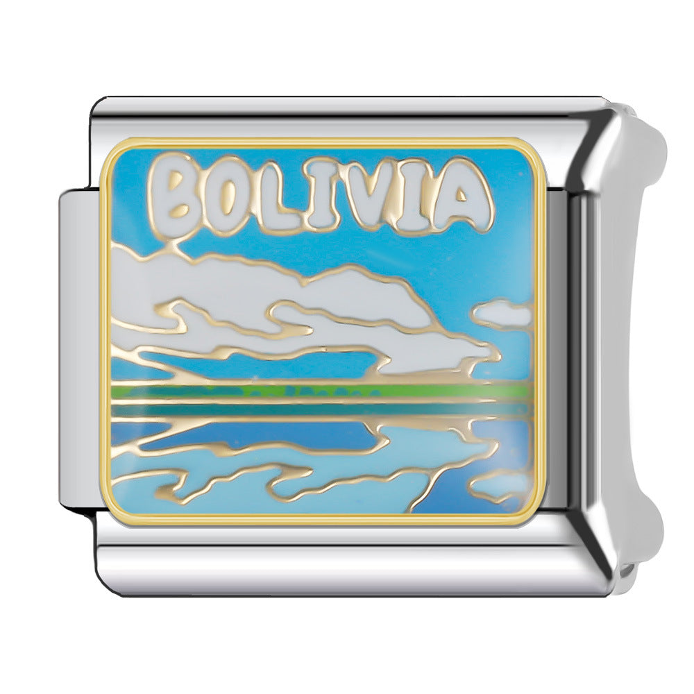 Wholesale Italian Charm Bracelet 9mm DIY Splicing Stainless Steel Holiday Tourism Landmark Composable Bracelet