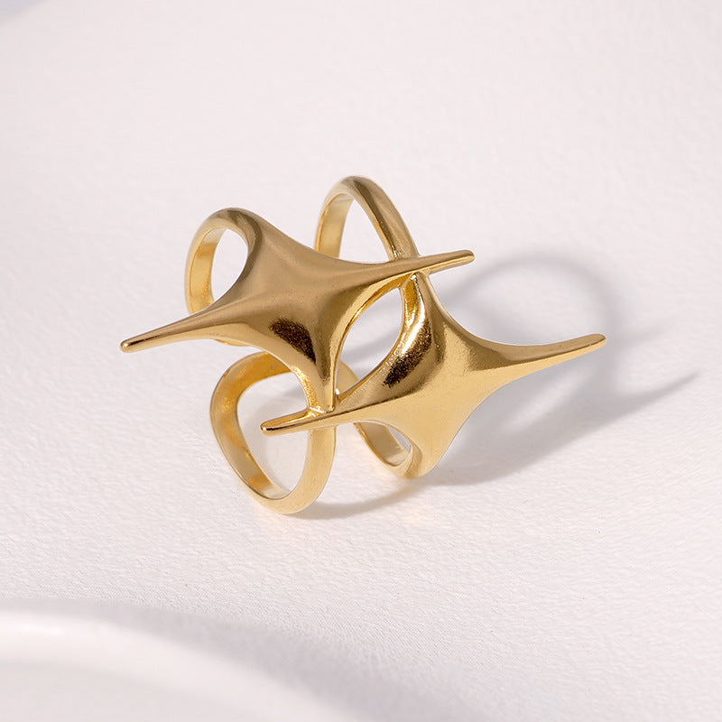 Wholesale Chic Stainless Steel Star Open Ring Everyday Jewelry Accessory