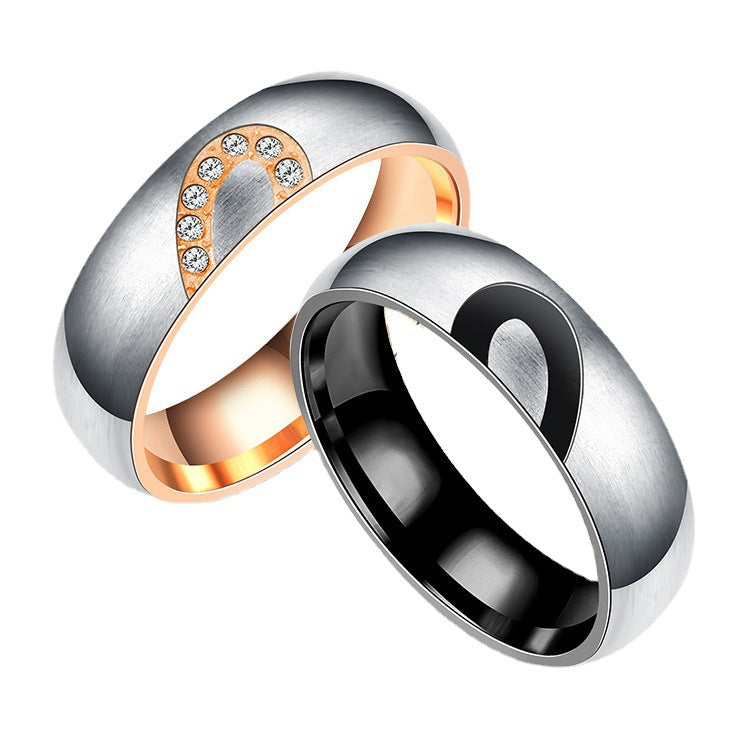Wholesale love heart-shaped stainless steel couple ring