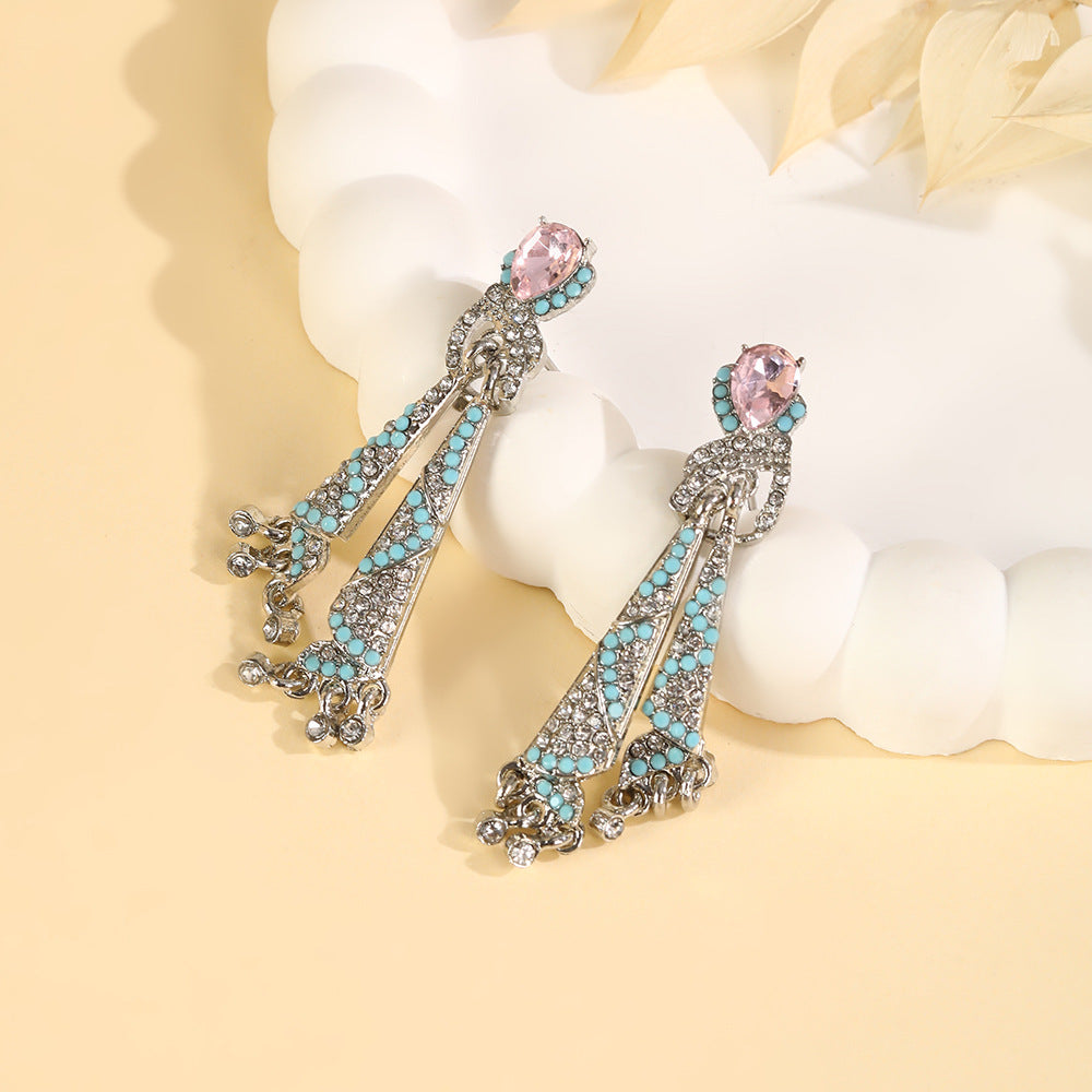 Wholesale Diamond-covered colored silk earrings