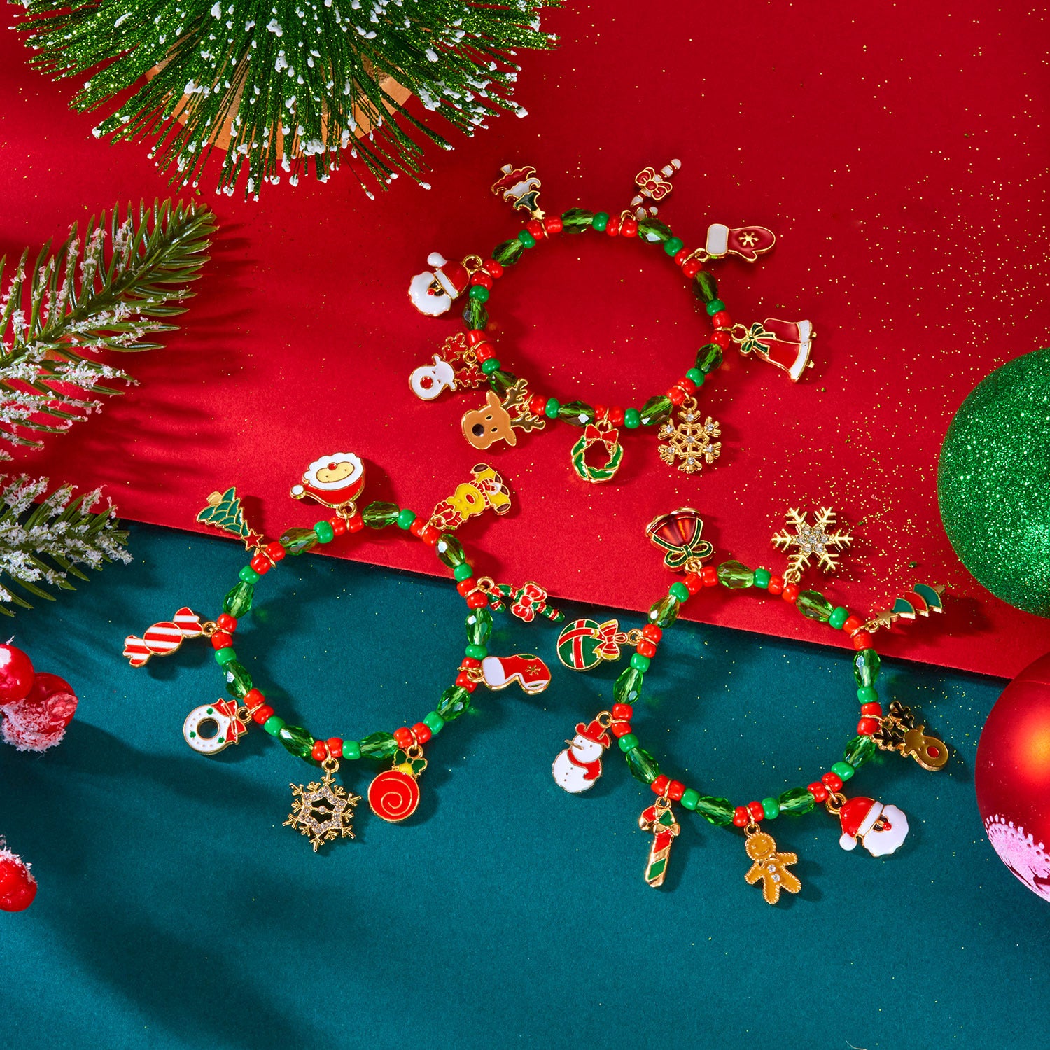 Wholesale Christmas  Snowflake Elk Colorful Bracelet