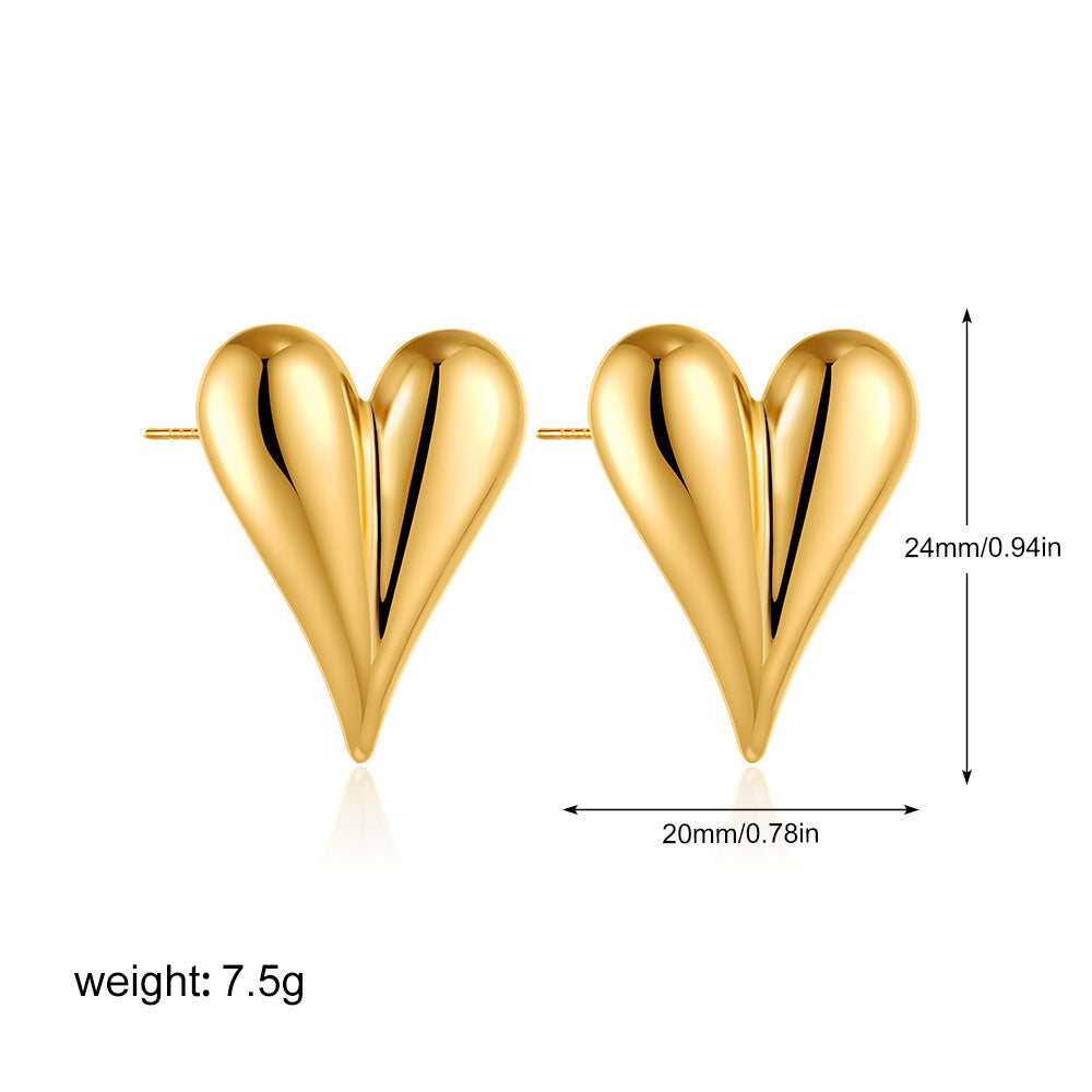 Wholesale  Stainless steel 18K gold love heart earrings silver heart earrings