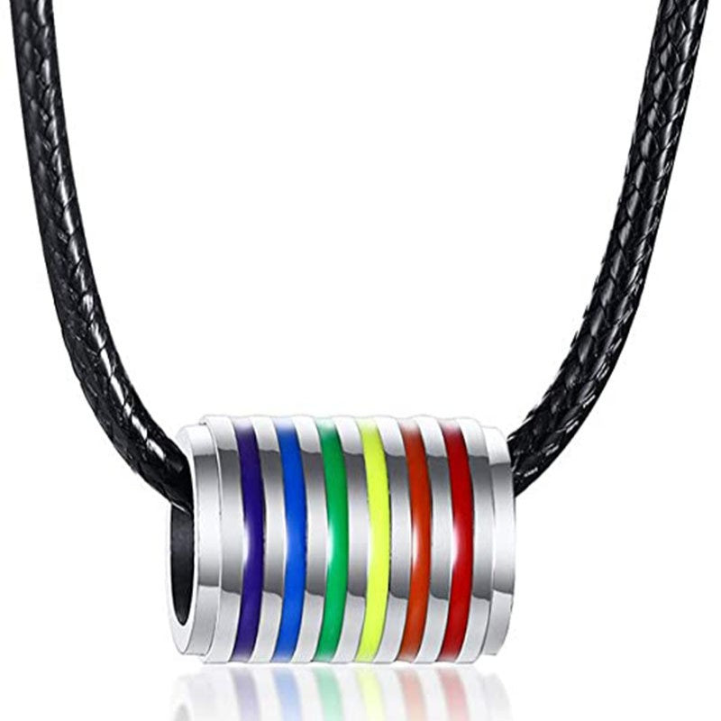 Wholesale Stainless Steel Colored Cylindrical Roller LGBT
 Titanium Steel Necklace