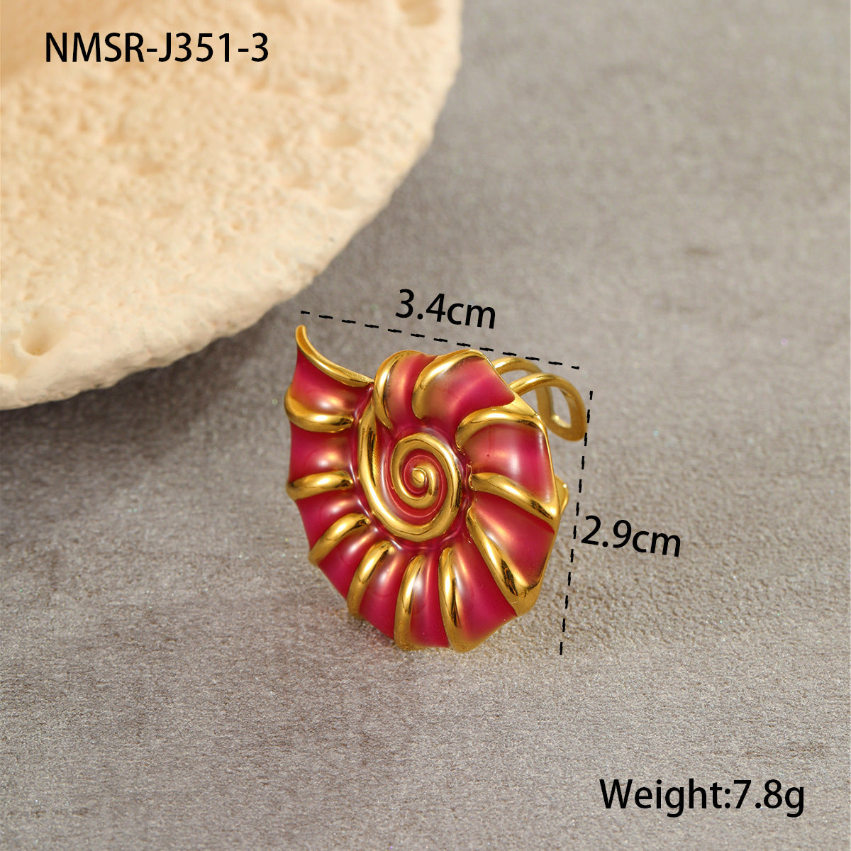 Wholesale  Marine Style  Conch Colorful Oil Dripping Stainless Steel Earrings Rings