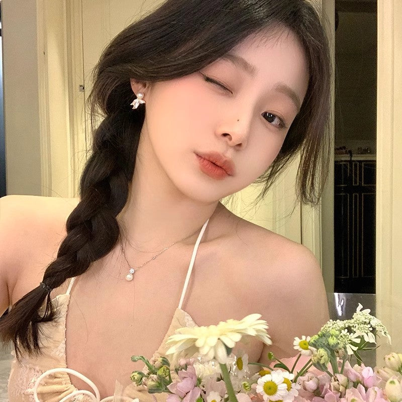 Wholesale Butterfly Pearl Fishtail Small Tassel Earrings