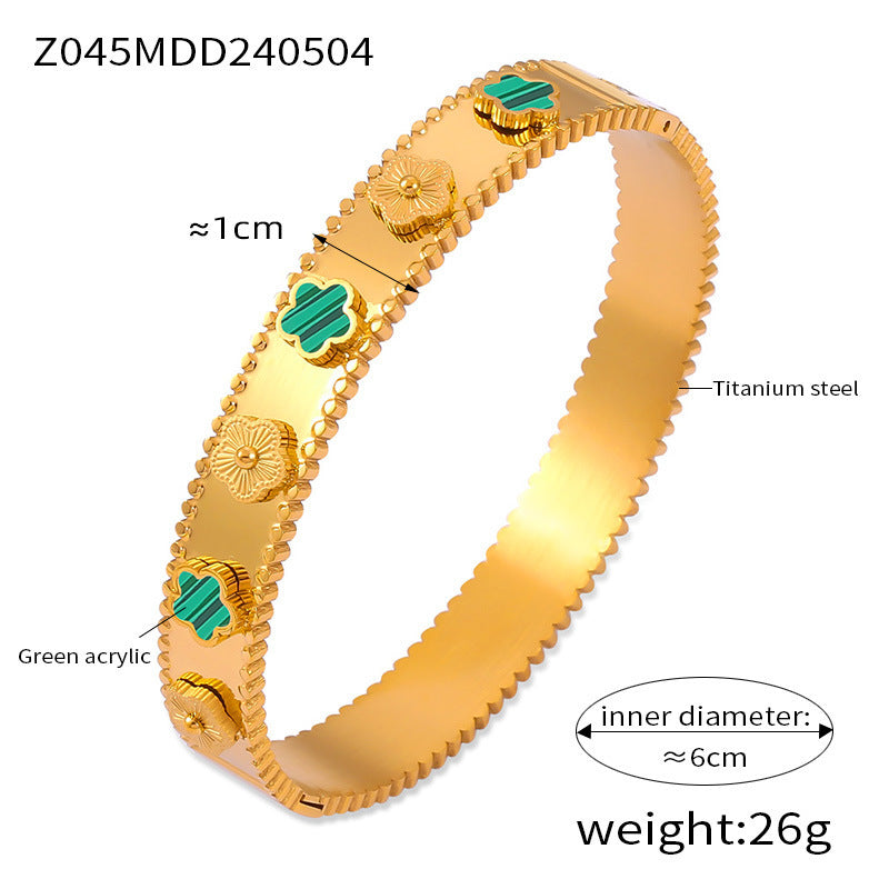 Wholesale Flower Titanium Steel 18k Gold Plated Bracelet ACC-BT-OMK001