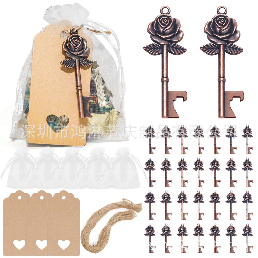 Wholesale Wedding Season Vintage Rose Key Bottle Opener ACC-BO-HongLin001