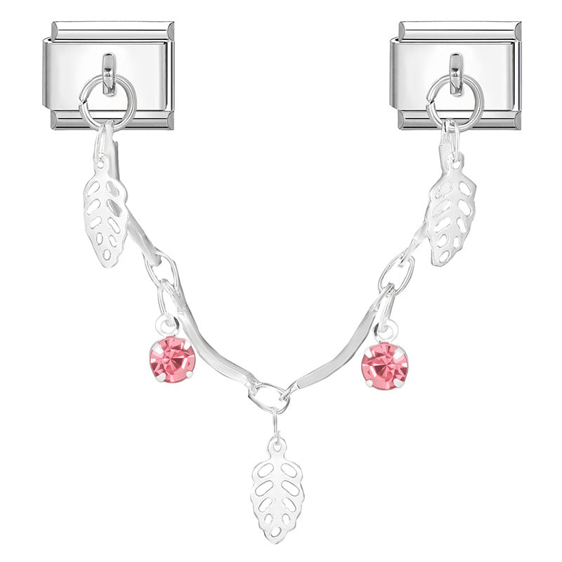 Wholesale 9mm Italian Charm Starter Bracelets DIY Double Hanger Stainless Steel Composable Bracelet