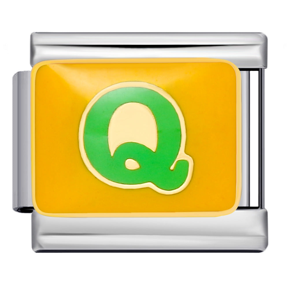 Wholesale Italian Charm Bracelet 9mm DIY Splicing Colored Letters Series Stainless Steel Composable Bracelet