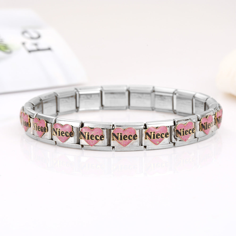 Wholesale 10pcs  Italian Charm Bracelet 9mm DIY Splicing Removable Flower Lipstick Series Stainless Steel Composable Bracelet