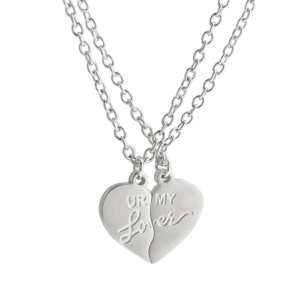 Wholesale Stainless steel couple heart necklace