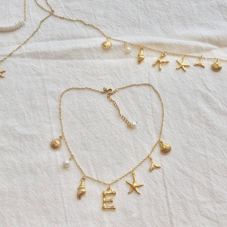 Wholesale Ocean Series Necklace 18k Gold Plated Necklace Conch Starfish Necklace Titanium Steel Necklace ACC-NE-Minx001