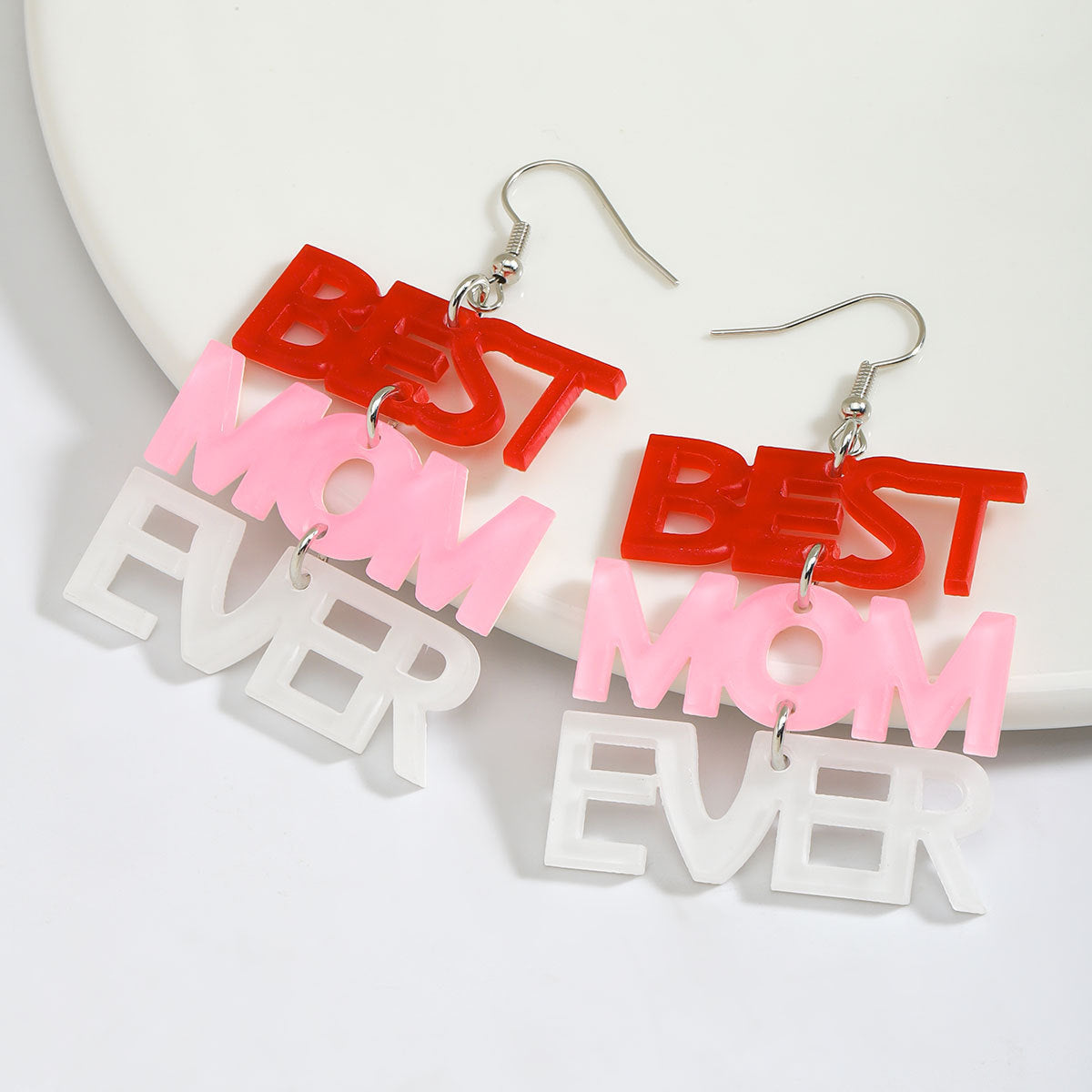 Wholesale BEST MOM EVER Mother's Day Resin Earrings ACC-ES-JiaQi018