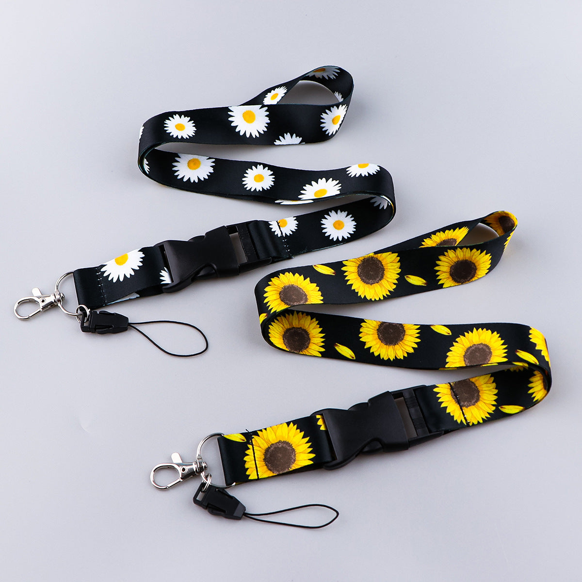 Wholesale 10pcs Daisy Sunflower Mobile Phone Webbing Lanyard Keychains ACC-KC-QTQS015