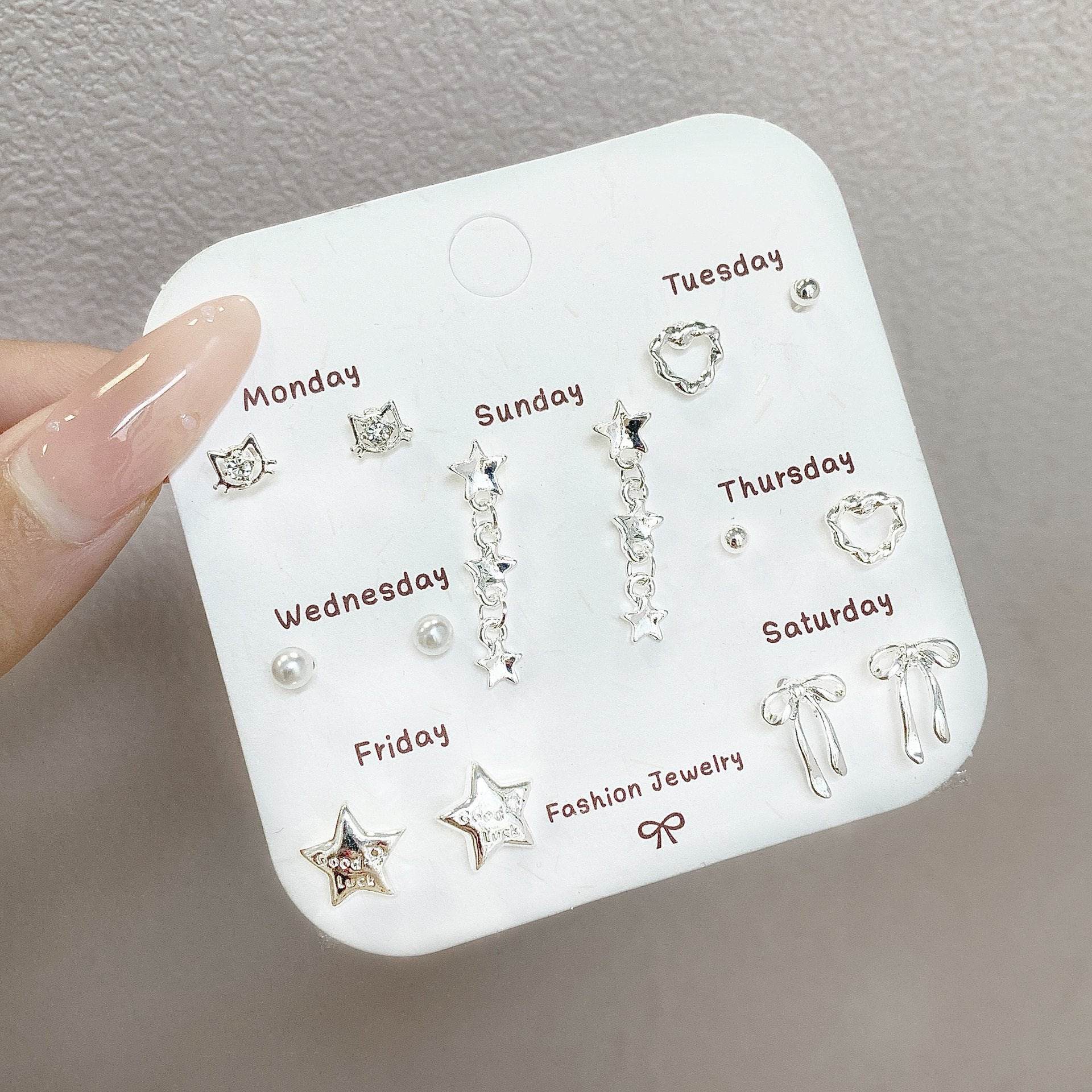 Wholesale Silver zircon butterfly flower star earring set