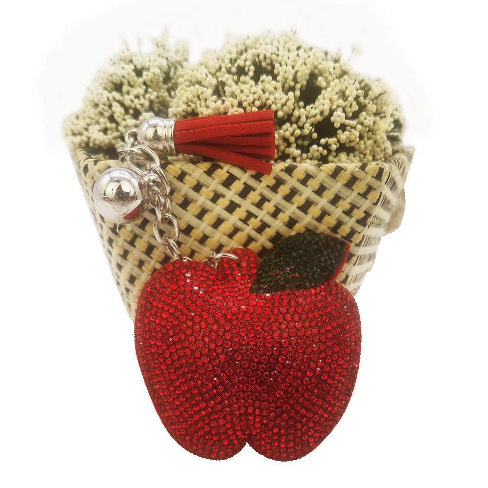 Wholesale  Creative  Velvet Diamond-encrusted Apple Keychain