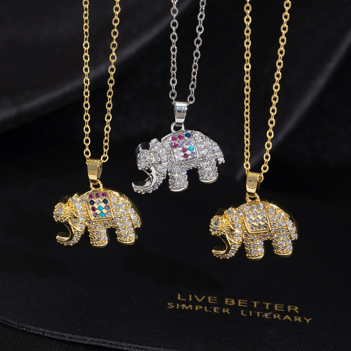 Wholesale Copper Zircon Elephant Pendant Necklace O Chain Collarbone Jewelry Fashion Accessory For Everyday Boutique Resale