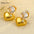 Wholesale stainless steel golden smooth love zircon pendant earrings