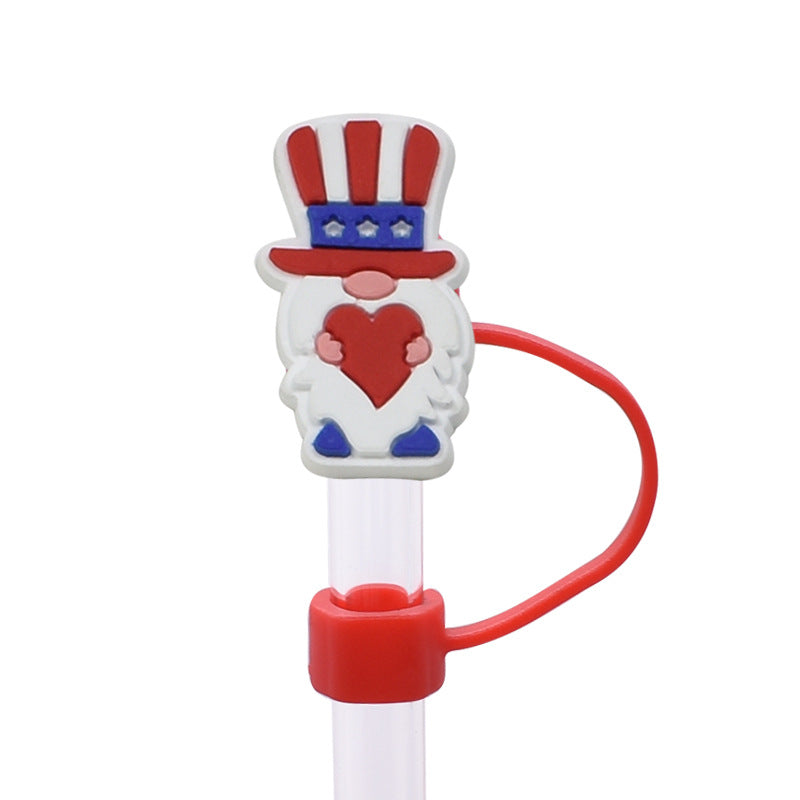 Wholesale Random 100pcs Independence Day Series PVC Soft Straw Tube Cap