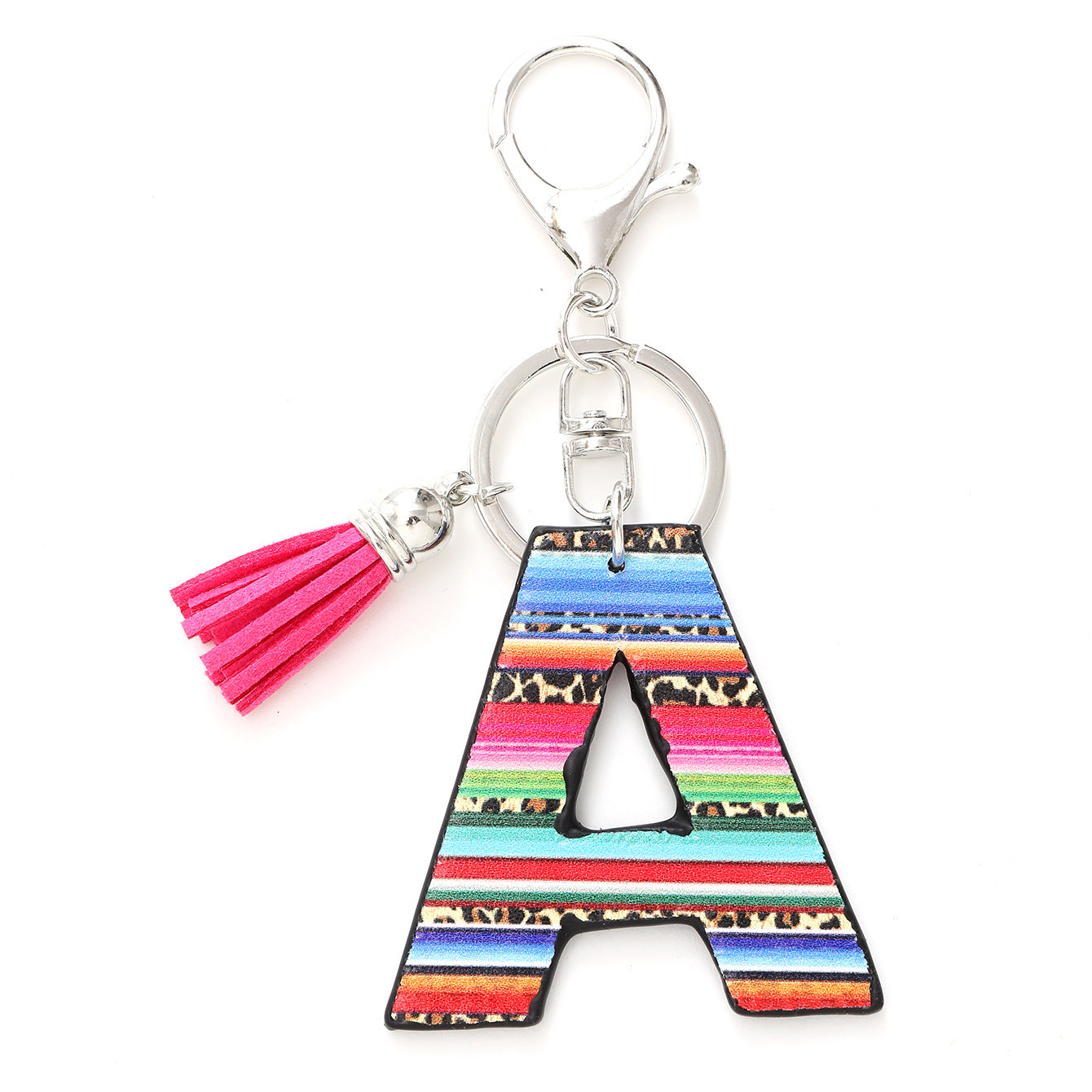 Wholesale Western Style Aztec Leopard Leather Letter Tassel Keychain ACC-KC-YTian009
