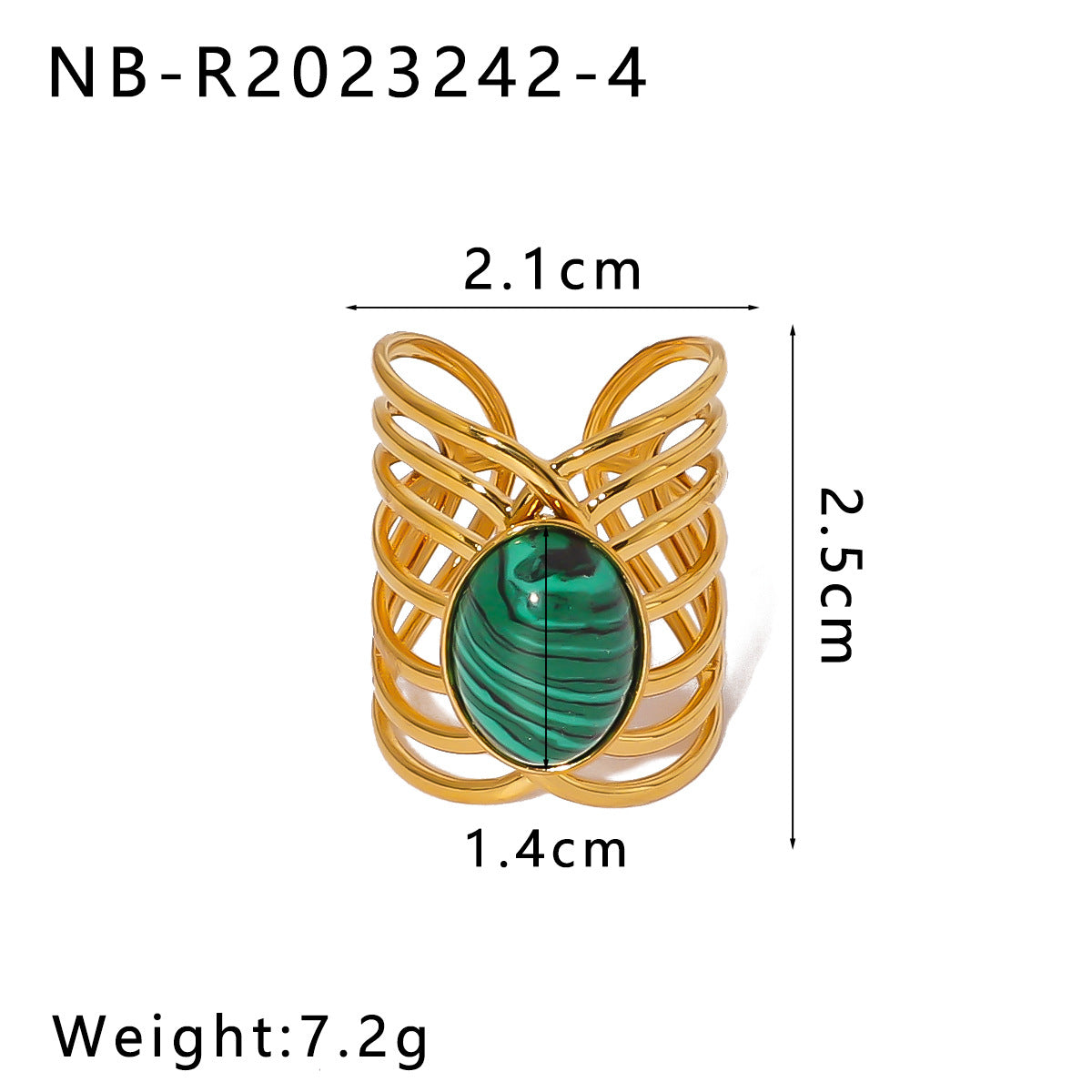 Wholesale Stainless Steel Inlaid Natural Stone Open Adjustable Rings ACC-RS-XinY010