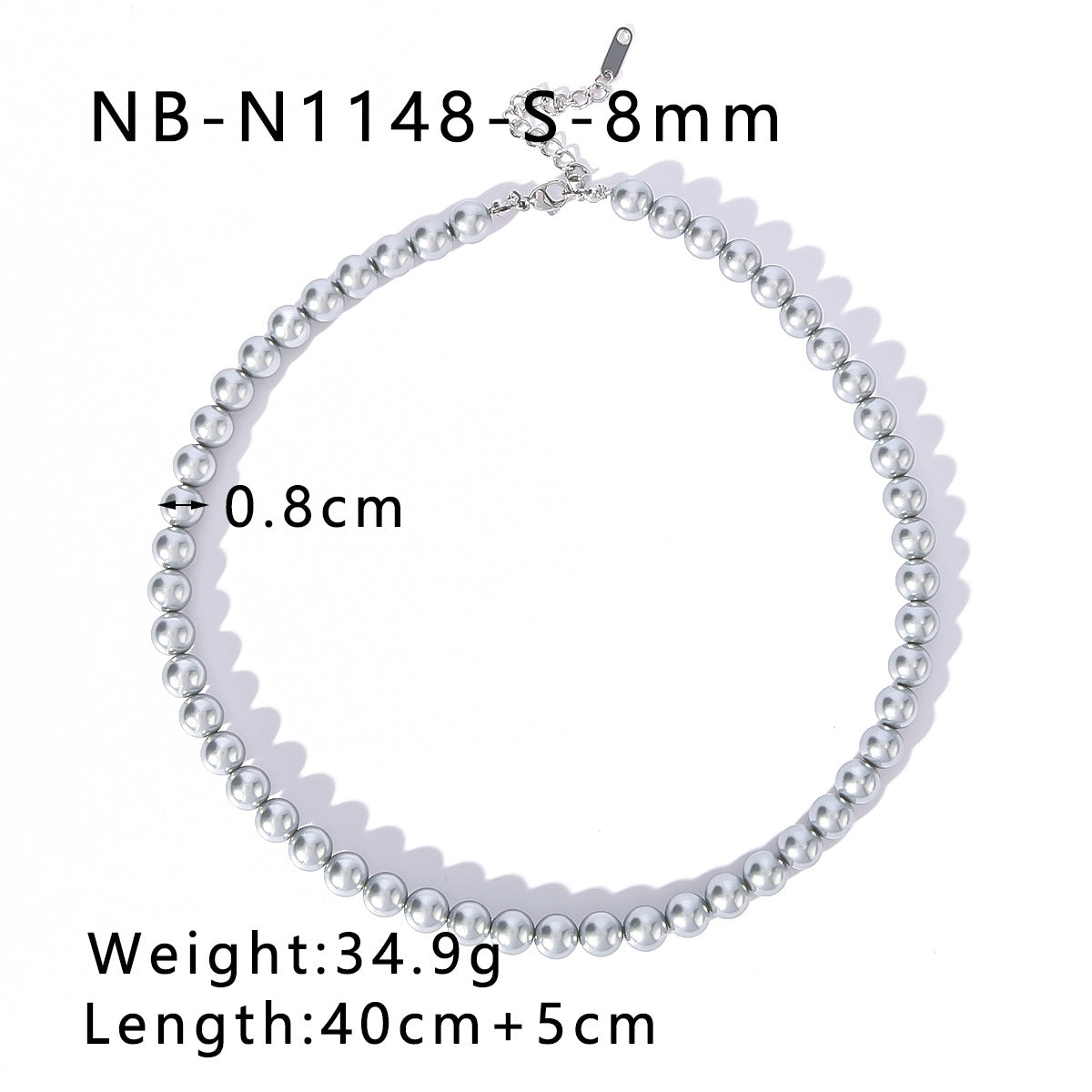 Wholesale  Stainless Steel Grey Pearl Necklace  Light Luxury Necklace Chain