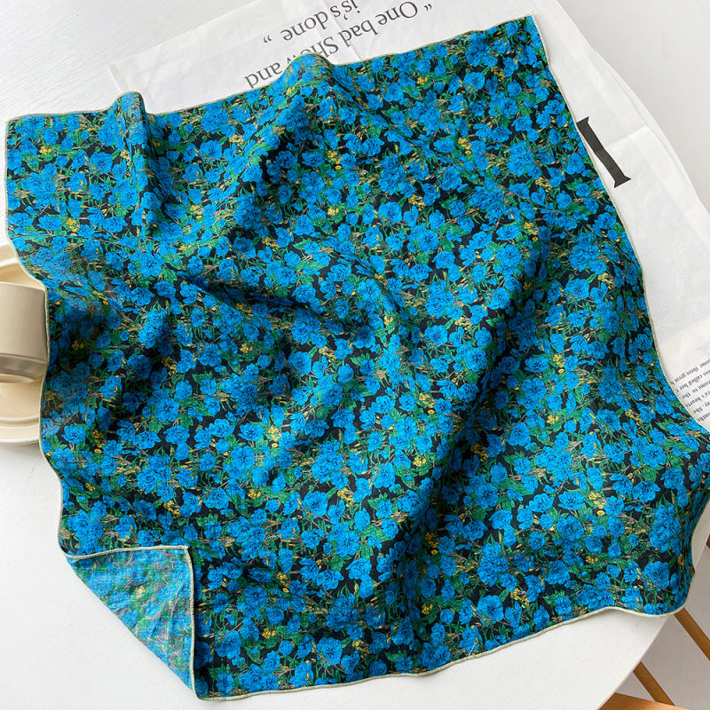 Wholesale Cotton blue cashew scarf small square scarf