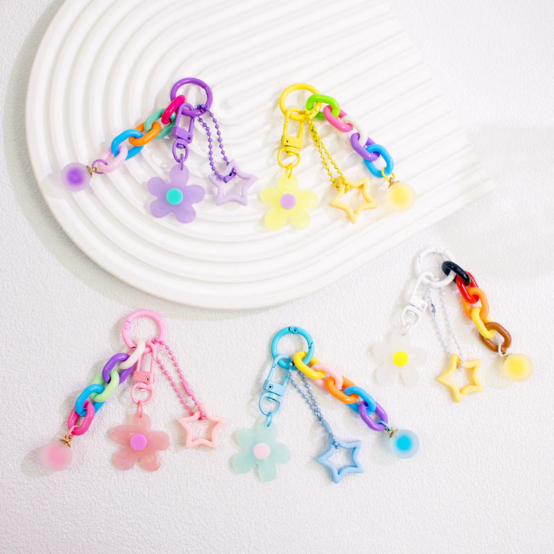 Wholesale flower keychain acrylic ornaments colorful stars  keychain