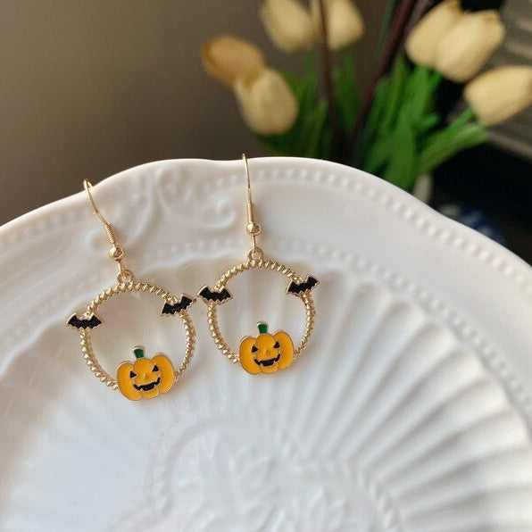 Wholesale Bat witch earrings alloy oil drop  earrings