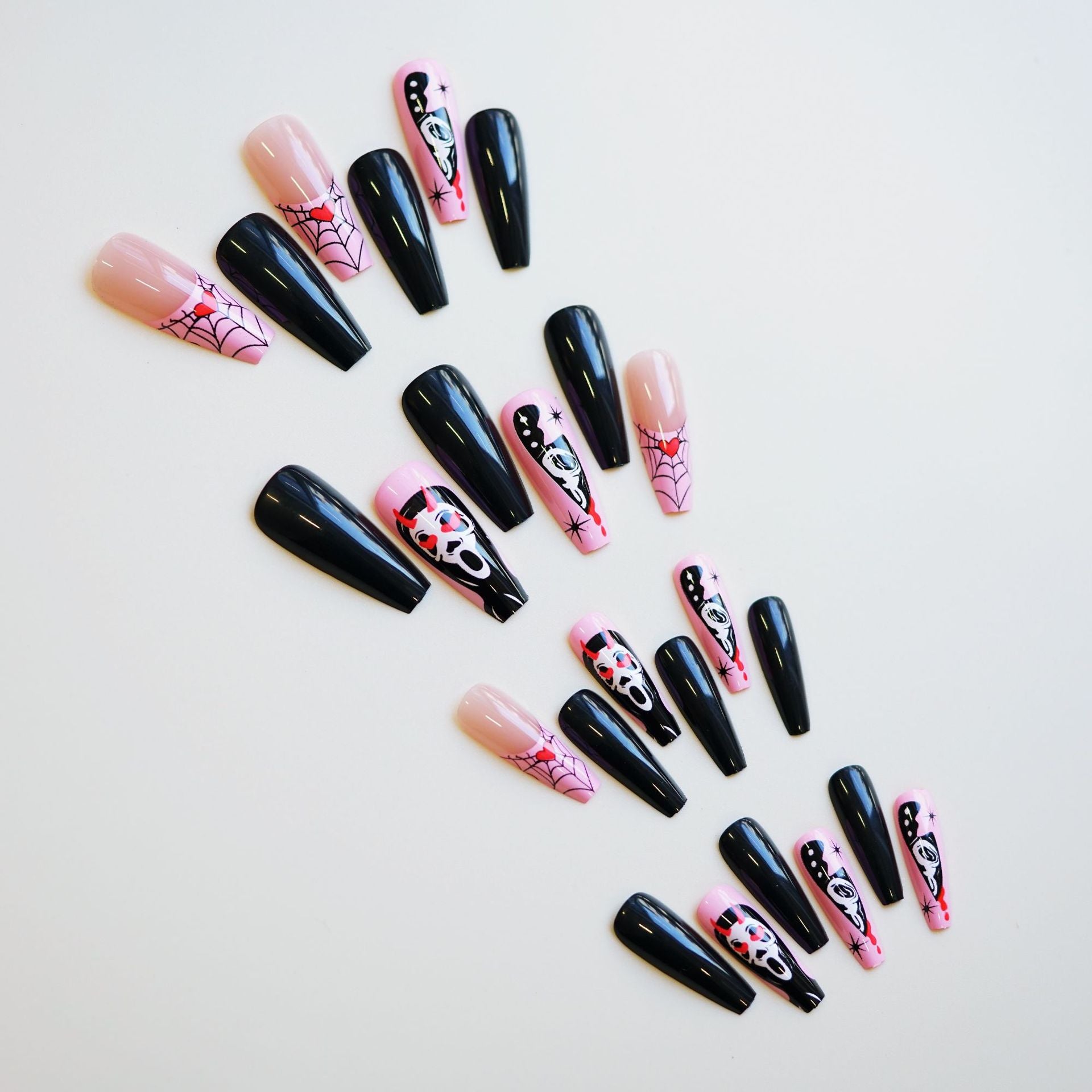 Wholesale 24 Pieces/ box  Heart Ghost Nails Kits Nail Stickers