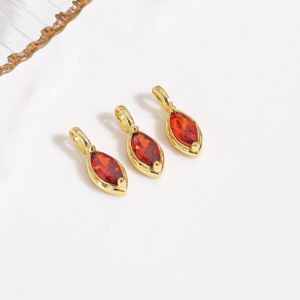 Wholesale 18k gold-plated copper color-preserving zircon marquise pendant