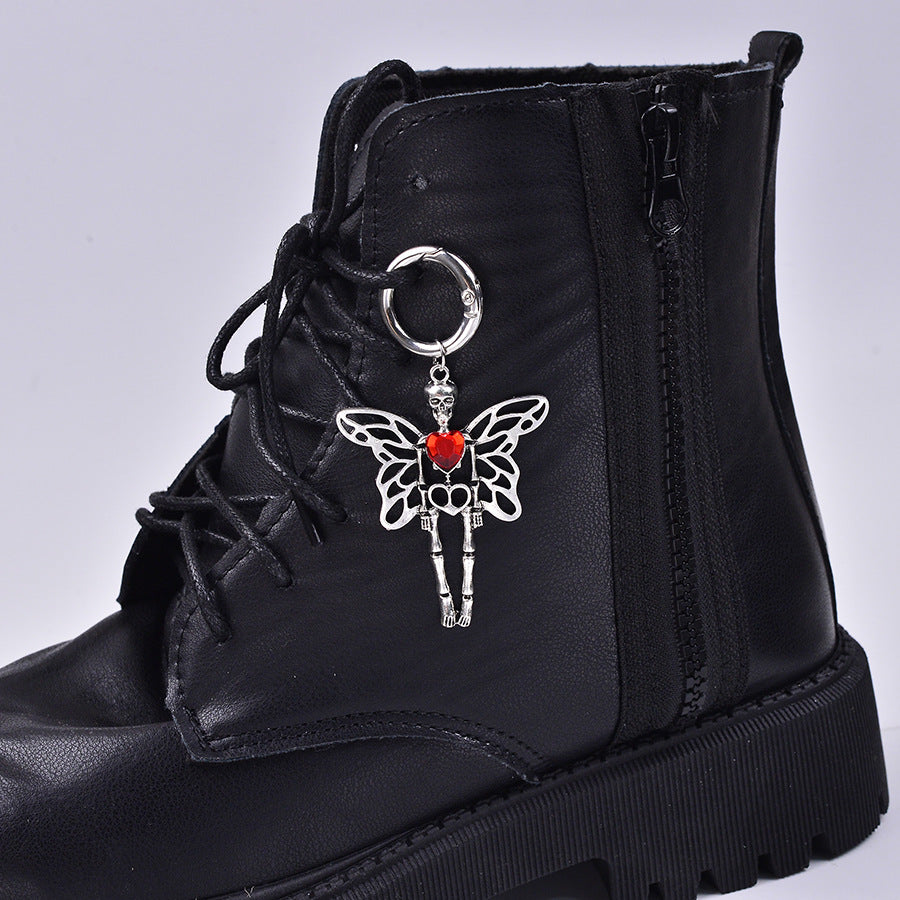 Wholesale human skeleton wing gemstone pendant Shoes Charms