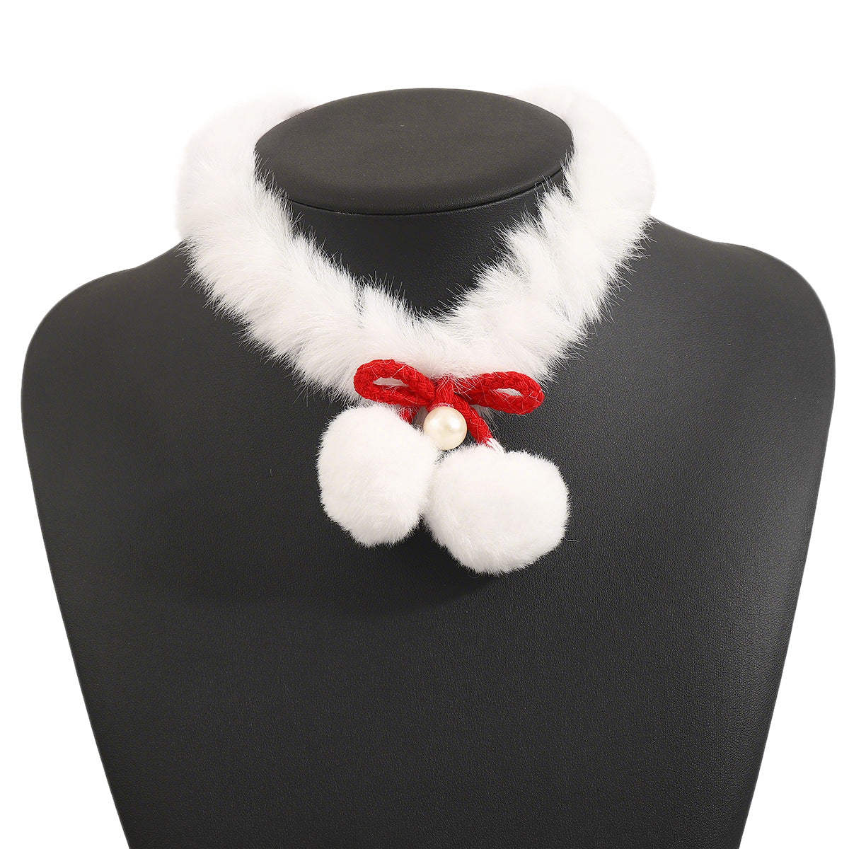 Wholesale White Snowball Plush Choker Necklace  Christmas Series